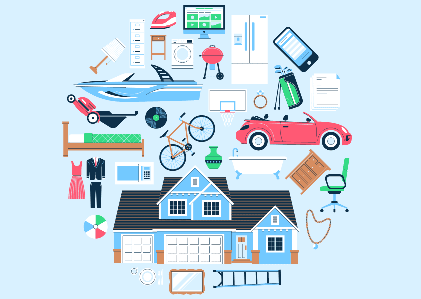 Illustration of household items